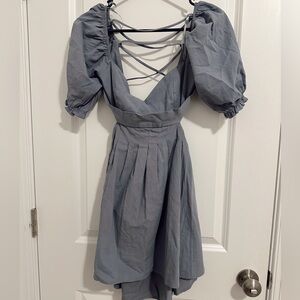 Blue boutique open back tie dress
